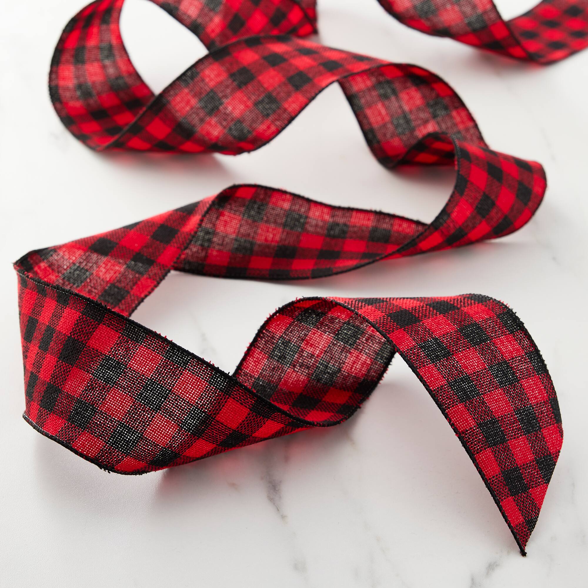 2.5" x 25ft. Red & Black Buffalo Check Wired Ribbon by Celebrate It™